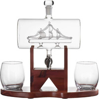 Ensemble de carafe à whisky, distributeur d'alcool pour bar à la maison, verre en cristal-1250ml Ship 2 verres à whisky Beau support Fête des pères