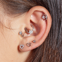 Neuer Vergoldeter 925 Sterling Silber Trendiger Einzelner Zirkon Knorpel-Piercing Schmuck Ohrring Geschenk Party