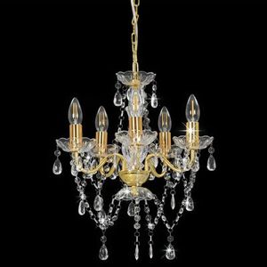 Classic Vintage 5-<b>Lights</b> Pendant Ceiling Fixture Lamp <b>Dining</b> Room <b>Light</b> Gold Finish Modern Crystal Candle Chandelier Lighting - Product Image 1