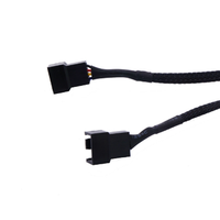 Pemisah kabel kipas Pwm 4Pin, konektor kabel ekstensi lengan hitam 27cm 4 Pin Pwm 2 in 1
