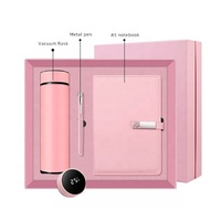 Ensemble Cadeau d'Entreprise de Luxe Rose Personnalisé avec Logo : Carnet, Stylo et Tasse Isotherme – Idéal pour Femmes et Filles, Cadeau de Remise de Diplôme ou Souvenir