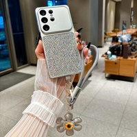 Étui de téléphone de luxe tendance à sequins losanges et paillettes avec cordon tournesol pour Samsung S22 S23 S24 S25 S26 Ultra A57 A56 A36 A07