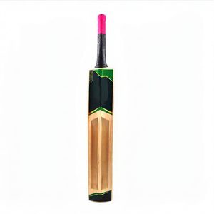 Batte de cricket en bois moderne JNA Group avec poignée rose, design de lame vert-noir, ambidextre, durable, taille personnalisée pour le cricket - Product Image 1