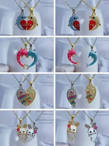 Venta al por mayor imán oro Luna inicio conjunto pareja colgante collar rosa azul piedra preciosa rompecabezas joyería celestial para Mujeres Hombres - Product Image 4