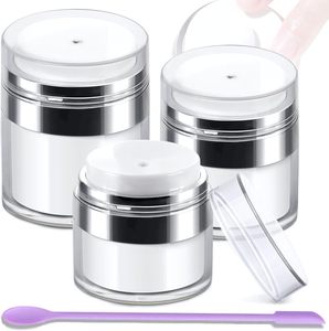 Pot à pompe sans air rechargeable pour cosmétiques, crèmes, gels, lotions, format voyage, avec spatule en silicone, 0.5oz 1oz 1.7oz - Product Image 1