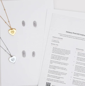 Thời trang phụ nữ đồ trang sức thép không gỉ độc đáo của bạn vân tay tim vàng Vòng cổ - Product Image 4