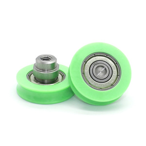Rail de guidage en plastique POM en forme de U avec poulie à roulement à billes recouverte de caoutchouc 608 Rouleaux de roulement à billes concaves verts - Product Image 4