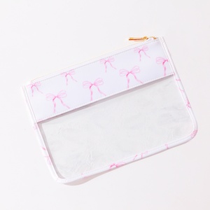 Keymay Bow mô hình xem qua túi phẳng <span class=keywords><strong>PVC</strong></span> & nylon lưu trữ túi cô gái trang điểm Pouch với dây kéo <span class=keywords><strong>PVC</strong></span> mỹ phẩm Túi du lịch - Product Image 3