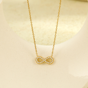 Gioielli di moda impermeabile PVD oro placcato 18K in acciaio inox zircone amore <span class=keywords><strong>cuore</strong></span> Infinity lettera 8 ciondolo <span class=keywords><strong>collana</strong></span> per le donne - Product Image 5