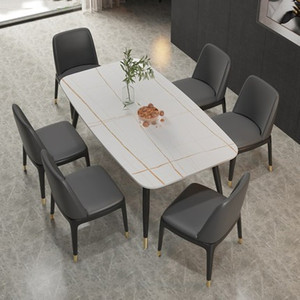 Muebles de lujo para el hogar, juego de mesa de comedor de mármol con sillas tapizadas para cocina, restaurante o bar - Product Image 4