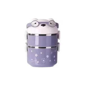 Lovely <b>Bear</b> Kids Double Layer Lunchbox Set <b>Cute</b> Children's Lunch Container with Plastic Lid - Product Image 6
