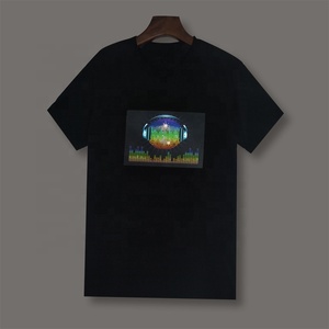 Personnalisé EL Allume T-Shirt Son activé T-Shirt el clignotant T-Shirt avec inverseur - Product Image 3