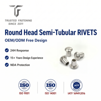 Rivets semi-tubulaires à tête ronde en cuivre TianFang pour la production de supports industriels, finition étamée, approvisionnement stable par lots