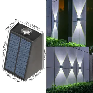 1/2/4/8 pièces Lampe Murale Solaire Extérieure Étanche Haut et Bas pour Jardin, Éclairage Décoratif, Lampe Murale Solaire pour Porche, Clôture, RVB Chaud - Product Image 4