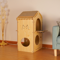 Grande villa en bois de luxe à deux étages, amovible, pour animaux de compagnie (chiens et chats), avec gamelles