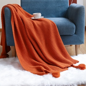 <span class=keywords><strong>Plaid</strong></span> tissé <span class=keywords><strong>blanc</strong></span> plus grand <span class=keywords><strong>avec</strong></span> pampilles décoratives, couverture tricotée, <span class=keywords><strong>plaid</strong></span> gris pour lit King Size, canapé simple, taille - Product Image 4