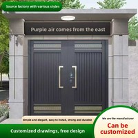 Portail d'entrée double battant en fonte d'aluminium, style chinois à quatre panneaux, anti-effraction, pour villas rurales auto-construites, modèle parent-enfant