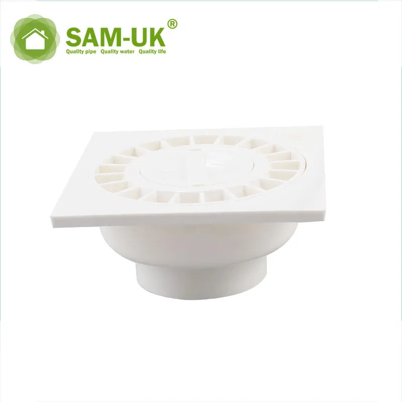 10L*10W*3.5H PVC plug Cap / UPVC fittings / PVC-U pipes line accessories Square Floor Drain Sealed