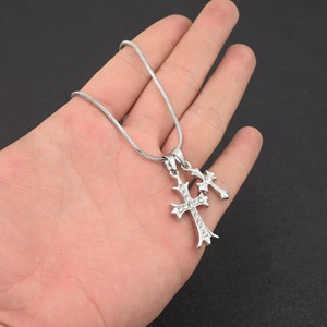 Hot Selling Minimalist Exquisite <b>Titanium</b> Steel Double Cross Pendant Necklace Personalized Men's Necklaces Fashionable Jewelry - Product Image 2
