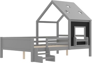 Cama Infantil con Diseño de Estrella, Ventana en el Techo, para Niños y Niñas Adolescentes, de Madera Maciza, Escaleras Bajas, Librería y <span class=keywords><strong>Pizarra</strong></span> - Product Image 4