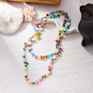 Collar Largo de Conchas Irregulares para Mujer, Colorido, con Cuentas de Cristal y Conchas Marinas Naturales, Estilo Boho - Product Image 3