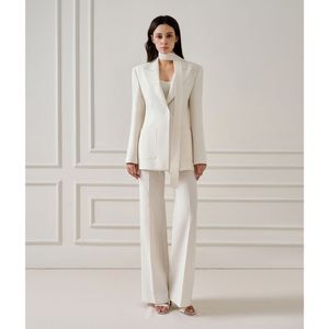 Chaqueta de mujer Jacquard de hormiga blanca elegante de alta calidad, manga larga con un solo pecho, corte recto contemporáneo, cierre tejido corto - Product Image 2