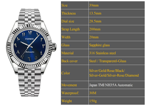 Orologi Meccanici da Uomo con Movimento NH35 Giapponese Migliorato, Numeri Arabi, Logo Personalizzato OEM, Prezzo di Fabbrica - Product Image 2