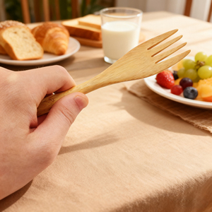 Ensemble de couverts de <span class=keywords><strong>voyage</strong></span> en bambou comprenant couteau, fourchette, cuillère, ensemble d'ustensiles, fourchette en bambou de 7 pouces - Product Image 4