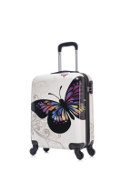 Valise en ABS à imprimé papillon blanc ivoire 20/24/28, vente en gros, bagages de voyage tendance, en vrac
