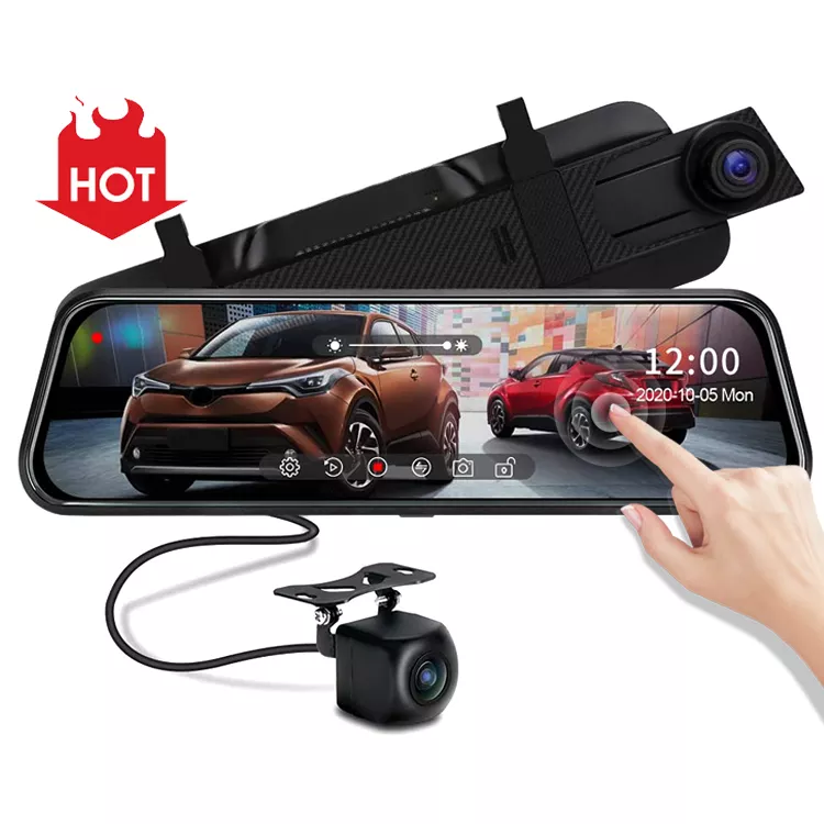 Fábrica al por mayor 10 pulgadas Streaming Dash Cam delantero y trasero 1080P espejo coche caja negra grabadora de vídeo cámara de visión trasera Dvr