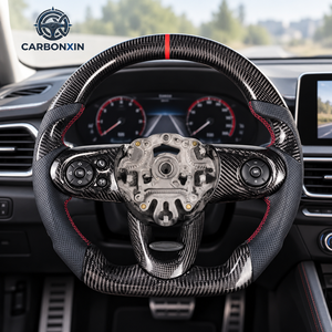 พวงมาลัยคาร์บอนไฟเบอร์สำหรับรถมินิ JCW R56 F56 F54 F55 F60 Cooper S Sport ปี 2017 2018 2019 2020 2021 2022 ไม่มีถุงลมนิรภัย - Product Image 4