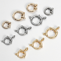 Prix de gros Connecteurs de bijoux DIY en acier inoxydable 316L plaqué or 14K, 10mm, 12mm, 14mm, avec fermoirs à ressort marin