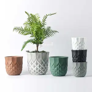 6.3 "vaso da fiori bianco grande vasi per piante in crema fioriere grigie vasi in cemento in vendita senza piattino