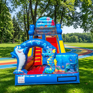 Tobogán Inflable Comercial con Temática Oceánica, Apto para Fiestas de Cumpleaños Infantiles, con Pared de Escalada, para Alquiler en Eventos - Product Image 4