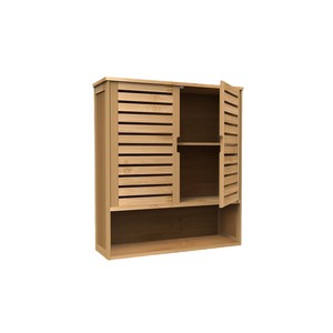 Armoire murale en bambou 58,4x20x66cm, étagère de rangement rectangulaire multifonctionnelle murale pour salon - Product Image 5