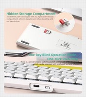 Clavier mécanique portable mini 65 % à profil bas, silencieux, sans fil, programmable, inclinaison réglable, touches PBT, rétroéclairage LED, Bluetooth