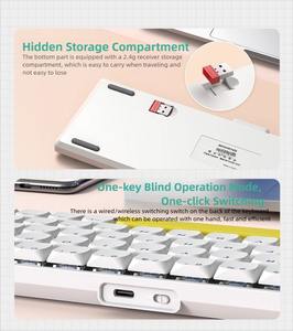 Teclado Mecánico Inalámbrico Portátil de Perfil Bajo con 65% de Teclas PBT, Retroiluminación LED, Conexión BT 2.4G USB <span class=keywords><strong>C</strong></span>, 1500mAh - Product Image 5