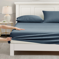 Parure de draps 4 pièces en fibre de bambou 100 % biologique, 300 fils, teint uni, rafraîchissante, tissée, pour la literie domestique, vente en gros