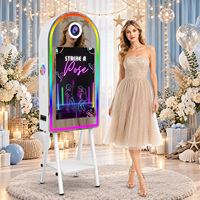 Machine Photobooth Miroir Magique à Impression Instantanée avec Mini PC Intégré et Petit Éclairage d'Appoint pour Mariages