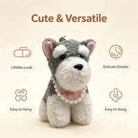 En gros Porte-clés chien en peluche, animaux en peluche Schnauzer, breloques de sac, ornements et pendentifs chiot de dessin animé pour sac à dos