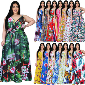 Nuevo Vestido Casual con Estampado Floral <span class=keywords><strong>para</strong></span> Mujer, Vestido de Verano sin Mangas con Tirantes, Vestido Africano <span class=keywords><strong>para</strong></span> Mujer, Tallas Grandes, Vestidos con Corte en A - Product Image 1