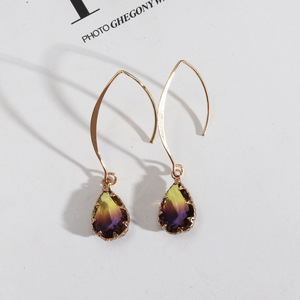 Orecchini Lunghi Unici in Rame alla Moda con Design Trendy, Bicolore e Bordi in Vetro, con Ganci a Filo - Product Image 2