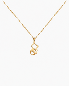 QIAOREN 11285 Collana con <span class=keywords><strong>Ciondolo</strong></span> a Forma di Gatto Traforato Placcato Oro 18K, Catena a O in Acciaio Inossidabile, Gioiello Resistente all'Ossidazione e Impermeabile - Product Image 1