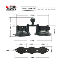 N-Star NPHA-SK02 Interphone Support de Téléphone Antichoc Base Verre Double Ventouse Voitures Navires Tablettes Fabriqué en Caoutchouc Plastique