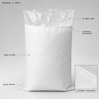 Sac tissé en PP blanc double couche avec doublure intérieure en PE pour l'emballage en vrac de farine de riz et de poudre, vente en gros