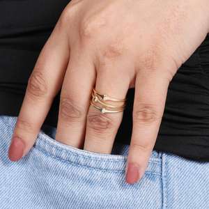 Gran oferta, anillo de apilamiento chapado en oro de Plata de Ley 925, anillo chapado en oro de 18 quilates para San Valentín - Product Image 3