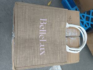 공장 직공급 천연 황마 가방 소나 패키지 리넨 가방 포장 쇼핑백 (손잡이 포함) - Product Image 6