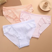 Nueva llegada al por mayor barato 95% algodón diario mujer Bragas ropa interior Sexy con encaje negro chica joven Bikinis Brzialian Pantalones
