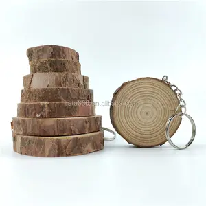 Wholesale Round Shape Wood Disc Keychain Key Tag Custom Logo Heart Wood Keychain Key Chain Laser Design Wood Engraving Keychain