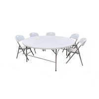 Table à manger pliante ronde en plastique avec pieds en métal